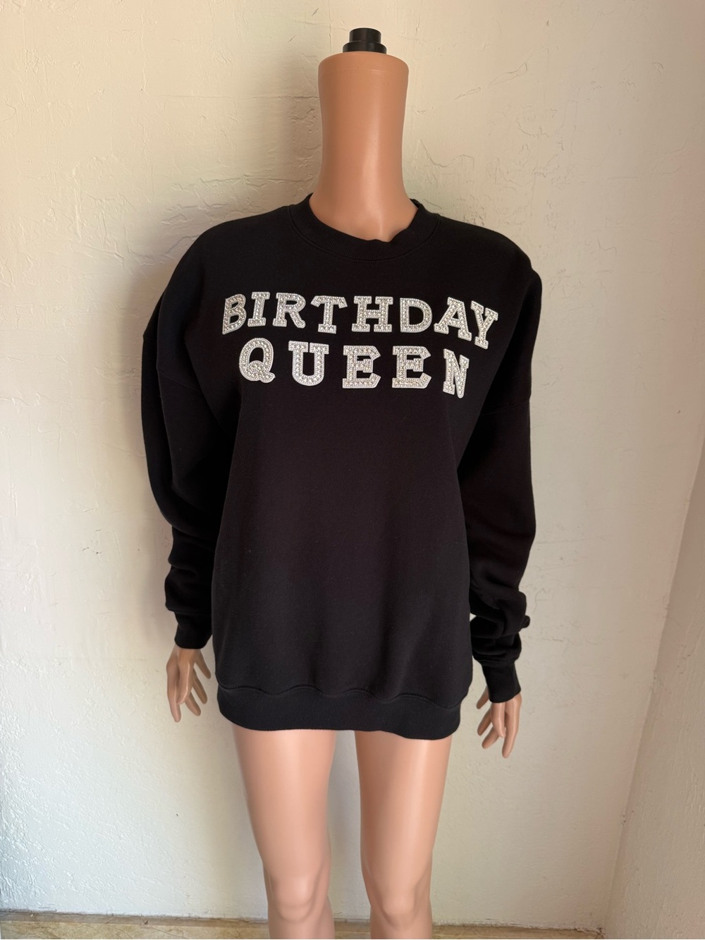 Forever 21 Women’s Size S Black "Birthday Queen" Graphic Fleece Sweatshirt